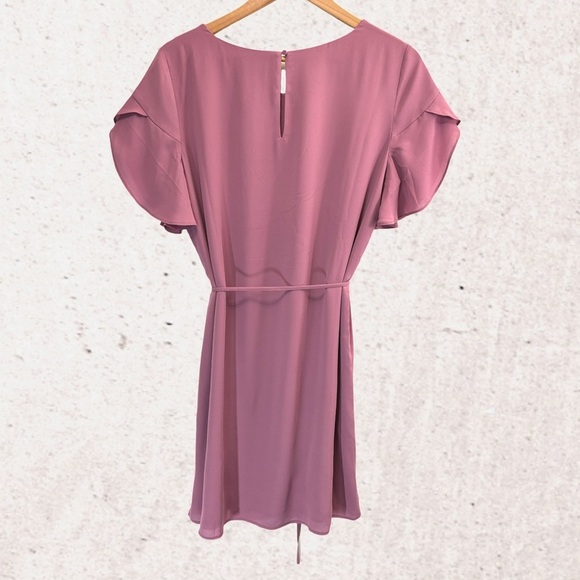 LOFT Pink Sheath Dress with Flutter Sleeves - Picture 2 of 4